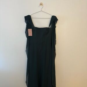 BHLDN AMSALE Everly Dark Green Dress